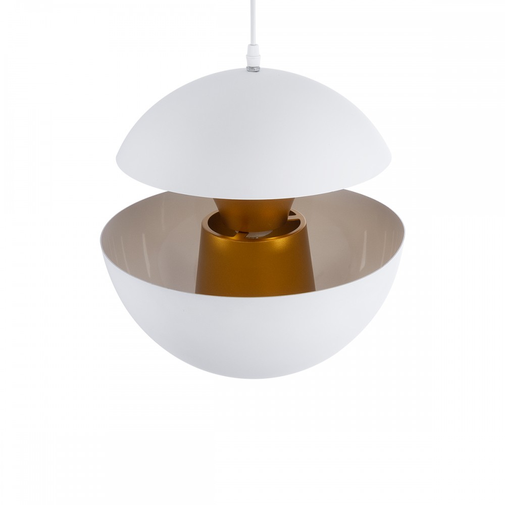 GloboStar® SEVILLE WHITE 01268 Μοντέρνο Κρεμαστό Φωτιστικό Οροφής Μονόφωτο 1 x E27 AC220-240V IP20 - Φ35 x Υ35cm - Λευκό Μεταλλικό Φιγούρα - 5 Χρόνια Εγγύηση