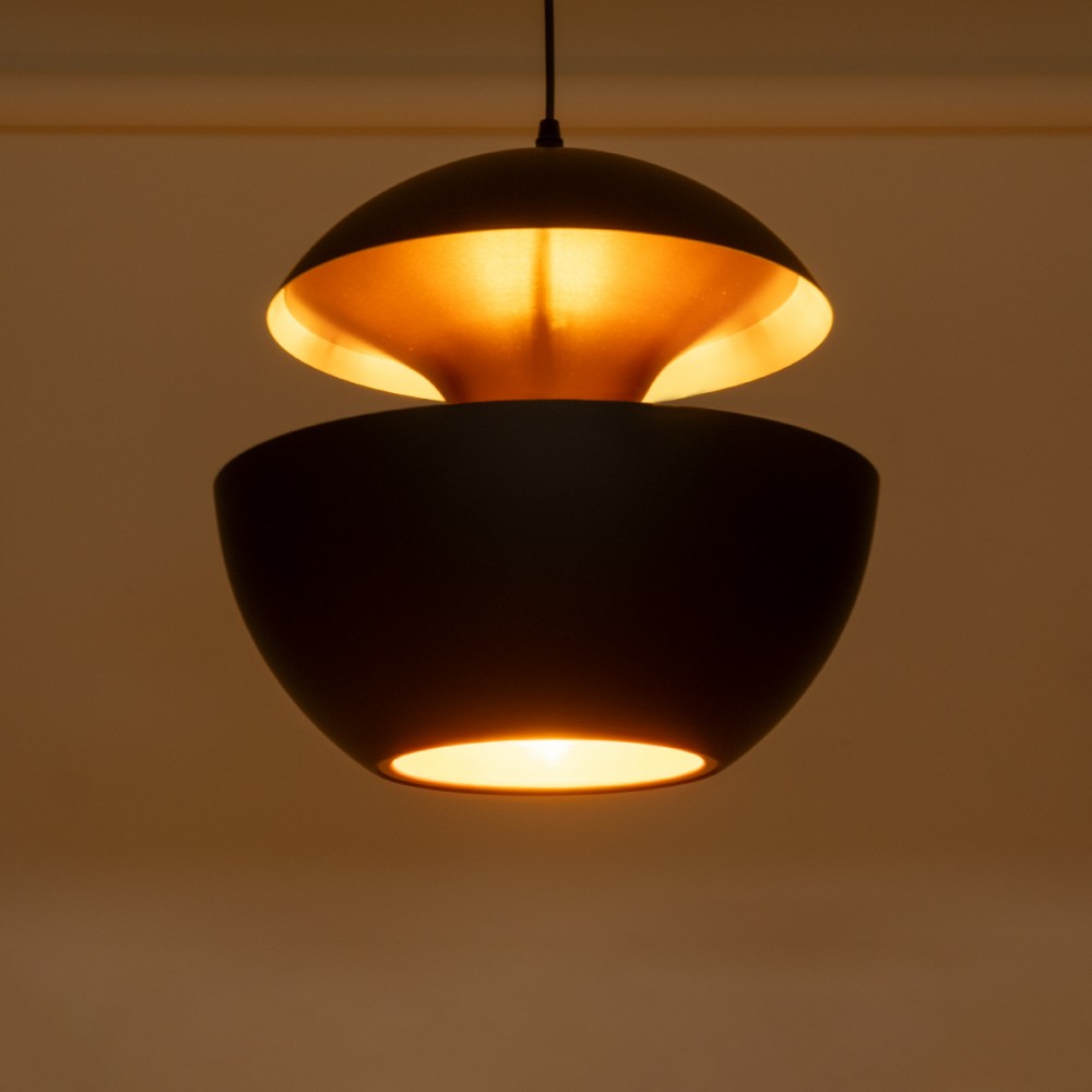 GloboStar® SEVILLE BLACK 01269 Μοντέρνο Κρεμαστό Φωτιστικό Οροφής Μονόφωτο 1 x E27 AC220-240V IP20 - Φ35 x Υ35cm - Μαύρο Μεταλλικό Φιγούρα - 5 Χρόνια Εγγύηση
