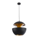 GloboStar® SEVILLE BLACK 01269 Μοντέρνο Κρεμαστό Φωτιστικό Οροφής Μονόφωτο 1 x E27 AC220-240V IP20 - Φ35 x Υ35cm - Μαύρο Μεταλλικό Φιγούρα - 5 Χρόνια Εγγύηση