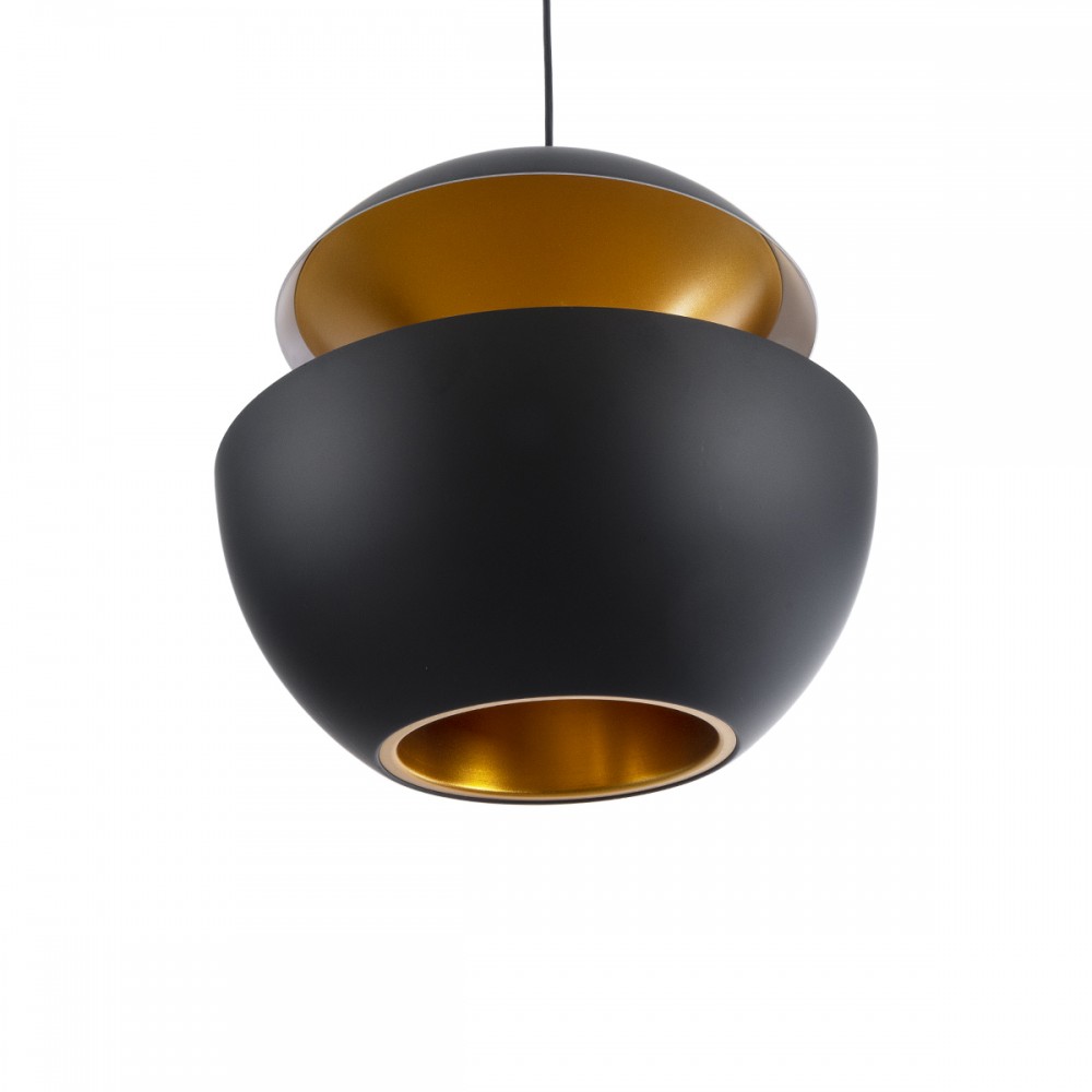 GloboStar® SEVILLE BLACK 01269 Μοντέρνο Κρεμαστό Φωτιστικό Οροφής Μονόφωτο 1 x E27 AC220-240V IP20 - Φ35 x Υ35cm - Μαύρο Μεταλλικό Φιγούρα - 5 Χρόνια Εγγύηση