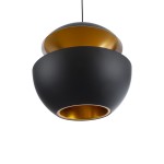 GloboStar® SEVILLE BLACK 01269 Μοντέρνο Κρεμαστό Φωτιστικό Οροφής Μονόφωτο 1 x E27 AC220-240V IP20 - Φ35 x Υ35cm - Μαύρο Μεταλλικό Φιγούρα - 5 Χρόνια Εγγύηση