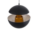 GloboStar® SEVILLE BLACK 01269 Μοντέρνο Κρεμαστό Φωτιστικό Οροφής Μονόφωτο 1 x E27 AC220-240V IP20 - Φ35 x Υ35cm - Μαύρο Μεταλλικό Φιγούρα - 5 Χρόνια Εγγύηση