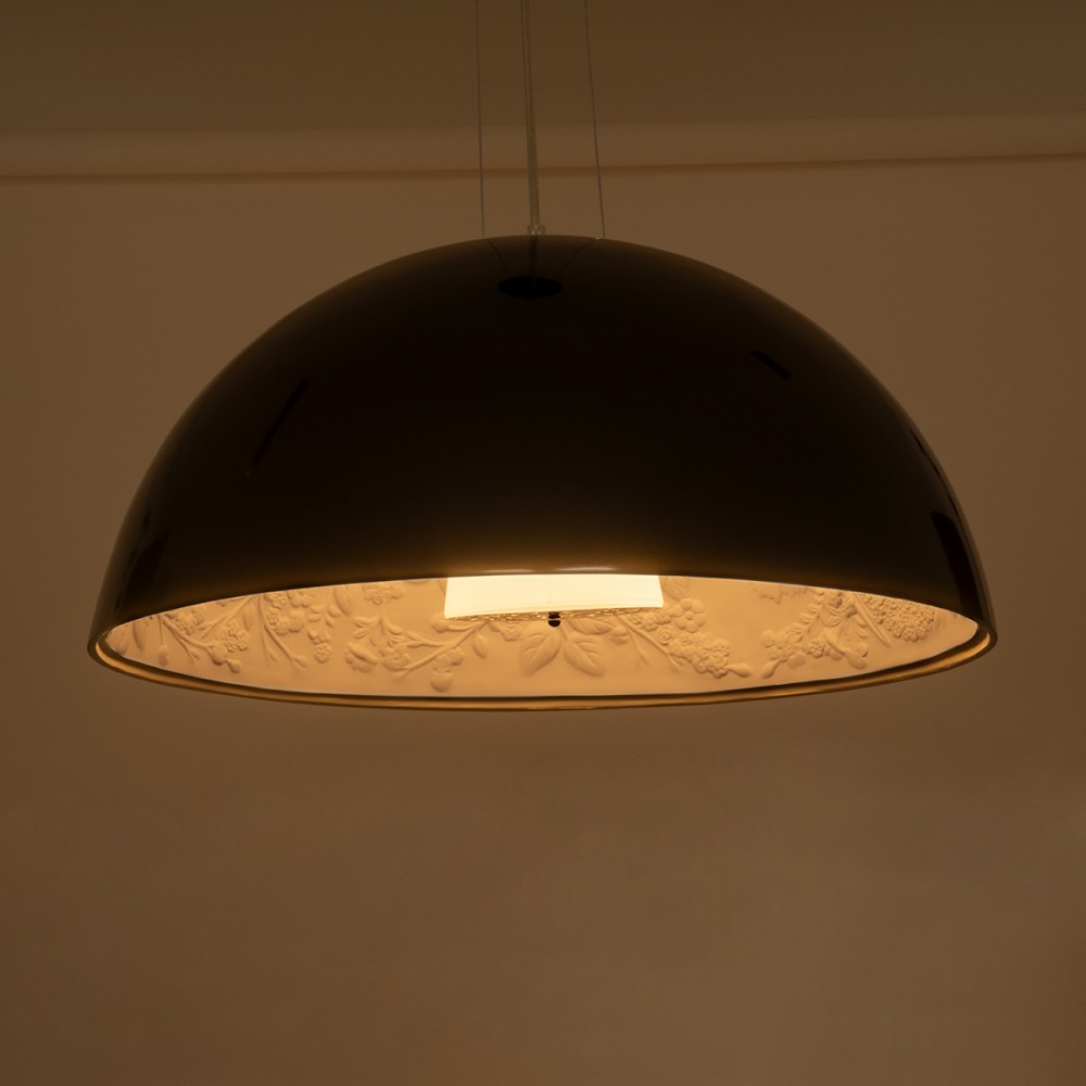 GloboStar® SERENIA BLACK 01270 Μοντέρνο Κρεμαστό Φωτιστικό Οροφής Μονόφωτο 1 x E27 AC220-240V IP20 - Φ60 x Υ30cm - Μαύρο Γύψινο Καμπάνα - 5 Χρόνια Εγγύηση