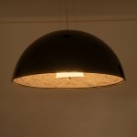 GloboStar® SERENIA BLACK 01270 Μοντέρνο Κρεμαστό Φωτιστικό Οροφής Μονόφωτο 1 x E27 AC220-240V IP20 - Φ60 x Υ30cm - Μαύρο Γύψινο Καμπάνα - 5 Χρόνια Εγγύηση