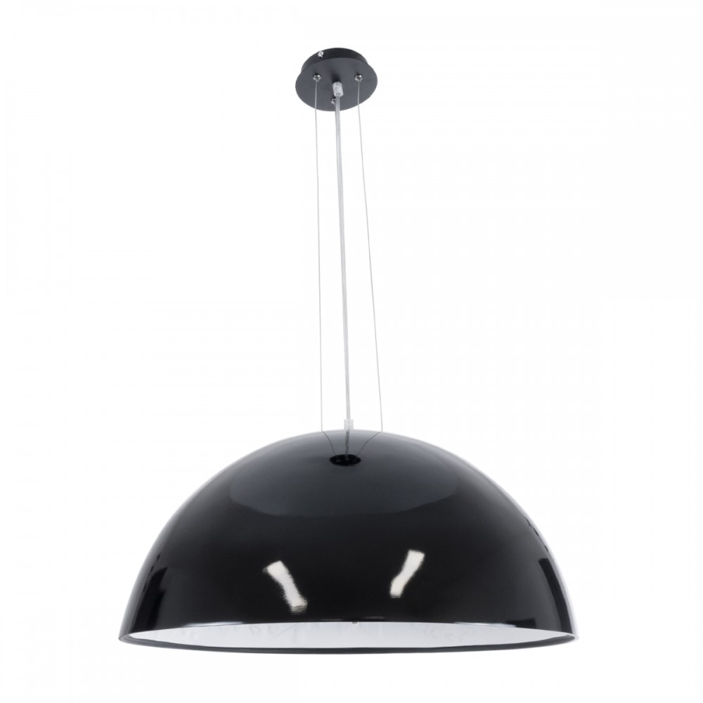 GloboStar® SERENIA BLACK 01270 Μοντέρνο Κρεμαστό Φωτιστικό Οροφής Μονόφωτο 1 x E27 AC220-240V IP20 - Φ60 x Υ30cm - Μαύρο Γύψινο Καμπάνα - 5 Χρόνια Εγγύηση
