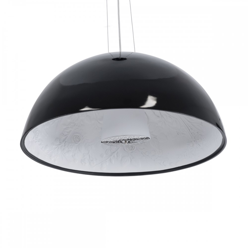 GloboStar® SERENIA BLACK 01270 Μοντέρνο Κρεμαστό Φωτιστικό Οροφής Μονόφωτο 1 x E27 AC220-240V IP20 - Φ60 x Υ30cm - Μαύρο Γύψινο Καμπάνα - 5 Χρόνια Εγγύηση
