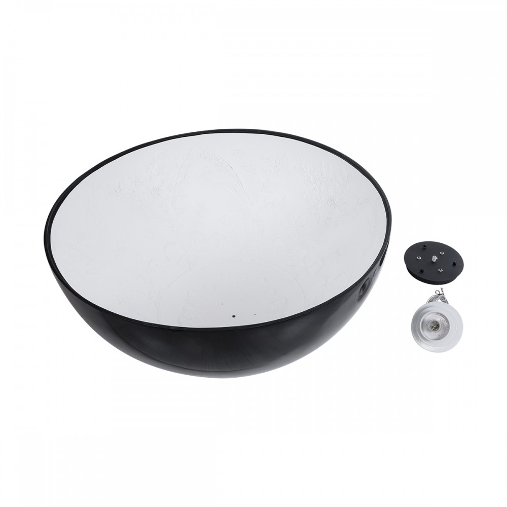 GloboStar® SERENIA BLACK 01272 Μοντέρνο Κρεμαστό Φωτιστικό Οροφής Μονόφωτο 1 x E27 AC220-240V IP20 - Φ90 x Υ40cm - Μαύρο Γύψινο Καμπάνα - 5 Χρόνια Εγγύηση