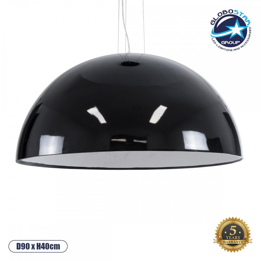 GLOBOSTAR® SERENIA 01272 Μοντέρνο Κρεμαστό Φωτιστικό Οροφής με Ντουί 1 x E27 AC 220-240V IP20 - Μαύρο & Λευκό - Μ90 x Π90 x Y40cm