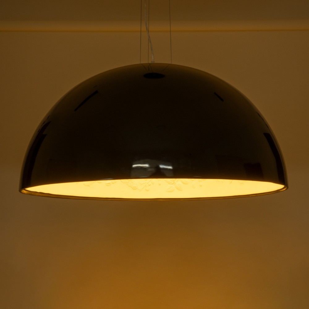 GloboStar® SERENIA BLACK 01272 Μοντέρνο Κρεμαστό Φωτιστικό Οροφής Μονόφωτο 1 x E27 AC220-240V IP20 - Φ90 x Υ40cm - Μαύρο Γύψινο Καμπάνα - 5 Χρόνια Εγγύηση