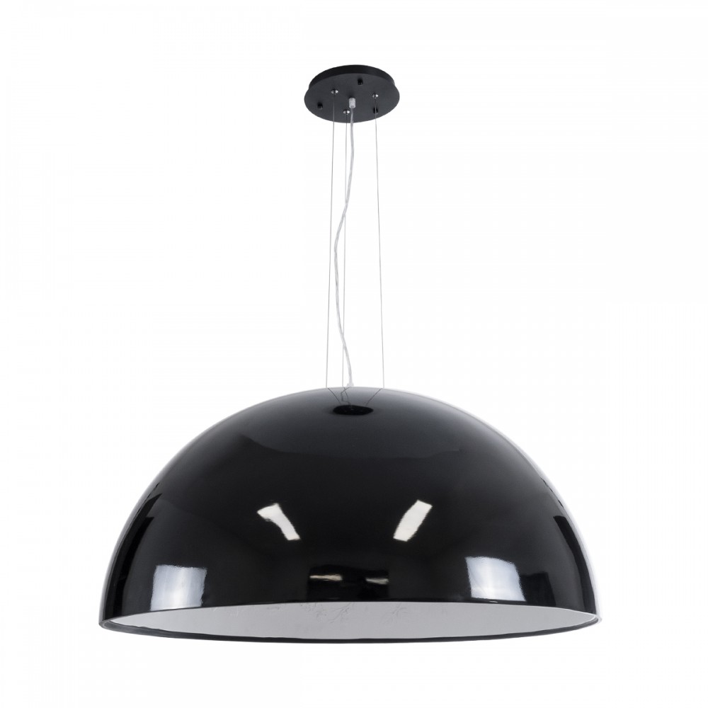 GloboStar® SERENIA BLACK 01272 Μοντέρνο Κρεμαστό Φωτιστικό Οροφής Μονόφωτο 1 x E27 AC220-240V IP20 - Φ90 x Υ40cm - Μαύρο Γύψινο Καμπάνα - 5 Χρόνια Εγγύηση