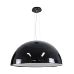 GloboStar® SERENIA BLACK 01272 Μοντέρνο Κρεμαστό Φωτιστικό Οροφής Μονόφωτο 1 x E27 AC220-240V IP20 - Φ90 x Υ40cm - Μαύρο Γύψινο Καμπάνα - 5 Χρόνια Εγγύηση
