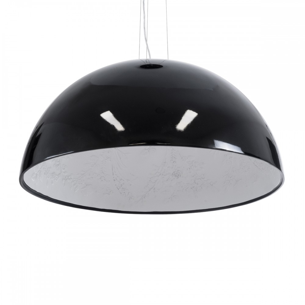 GloboStar® SERENIA BLACK 01272 Μοντέρνο Κρεμαστό Φωτιστικό Οροφής Μονόφωτο 1 x E27 AC220-240V IP20 - Φ90 x Υ40cm - Μαύρο Γύψινο Καμπάνα - 5 Χρόνια Εγγύηση
