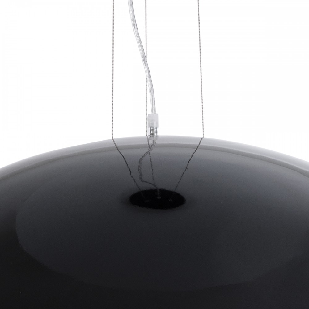 GloboStar® SERENIA BLACK 01272 Μοντέρνο Κρεμαστό Φωτιστικό Οροφής Μονόφωτο 1 x E27 AC220-240V IP20 - Φ90 x Υ40cm - Μαύρο Γύψινο Καμπάνα - 5 Χρόνια Εγγύηση