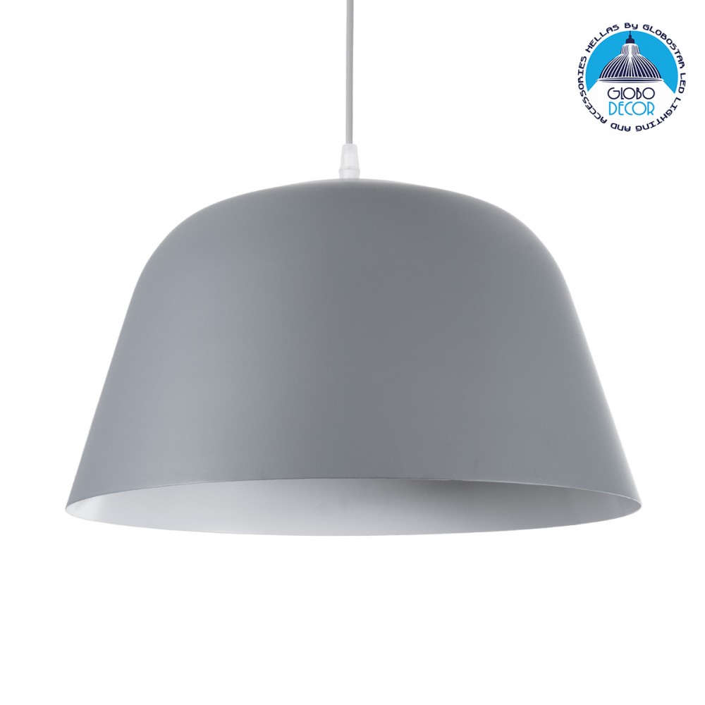 GLOBOSTAR® UPVALE 01282 Μοντέρνο Κρεμαστό Φωτιστικό Οροφής με Ντουί 1 x E27 AC 220-240V IP20 - Γκρι & Λευκό - Μ40 x Π40 x Υ24cm
