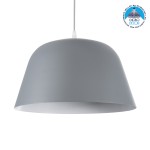 GloboStar® UPVALE 01282 Μοντέρνο Κρεμαστό Φωτιστικό Οροφής Μονόφωτο 1 x E27 Γκρί  Μεταλλικό Καμπάνα Φ40 x Y24cm