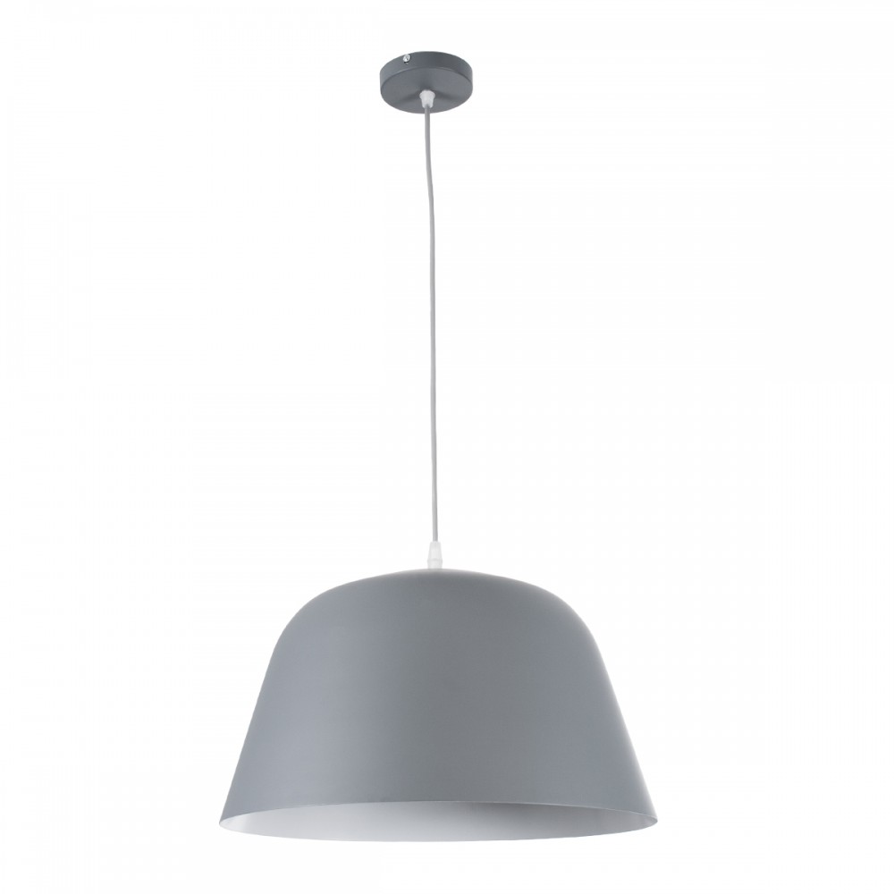 GloboStar® UPVALE 01282 Μοντέρνο Κρεμαστό Φωτιστικό Οροφής Μονόφωτο 1 x E27 Γκρί  Μεταλλικό Καμπάνα Φ40 x Y24cm
