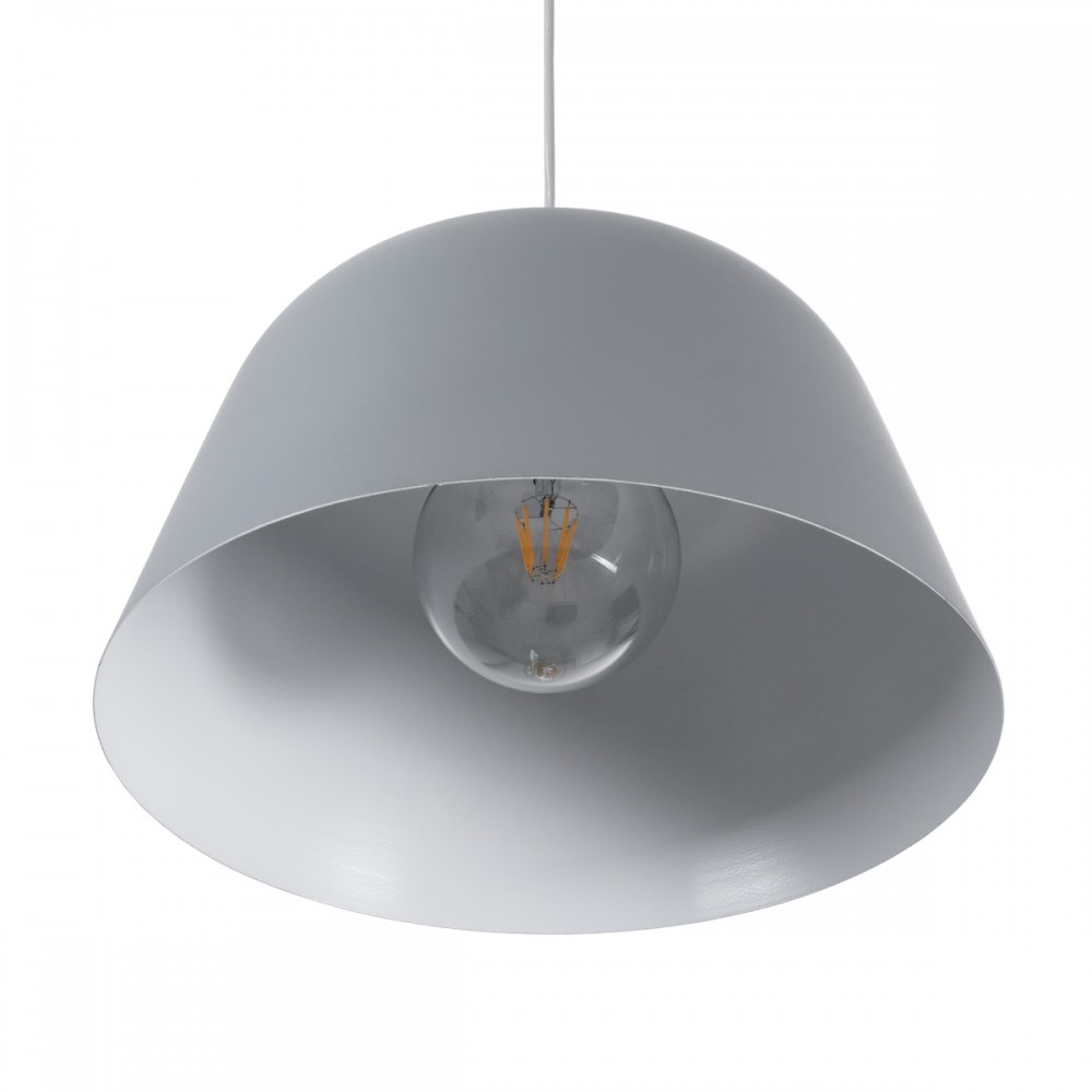 GloboStar® UPVALE 01282 Μοντέρνο Κρεμαστό Φωτιστικό Οροφής Μονόφωτο 1 x E27 Γκρί  Μεταλλικό Καμπάνα Φ40 x Y24cm
