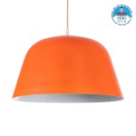 GloboStar® UPVALE 01283 Μοντέρνο Κρεμαστό Φωτιστικό Οροφής Μονόφωτο 1 x E27 Πορτοκαλί Μεταλλικό Καμπάνα Φ40 x Y24cm