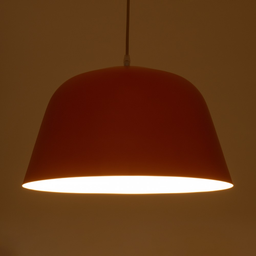GloboStar® UPVALE 01283 Μοντέρνο Κρεμαστό Φωτιστικό Οροφής Μονόφωτο 1 x E27 Πορτοκαλί Μεταλλικό Καμπάνα Φ40 x Y24cm