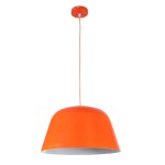 GloboStar® UPVALE 01283 Μοντέρνο Κρεμαστό Φωτιστικό Οροφής Μονόφωτο 1 x E27 Πορτοκαλί Μεταλλικό Καμπάνα Φ40 x Y24cm