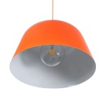 GloboStar® UPVALE 01283 Μοντέρνο Κρεμαστό Φωτιστικό Οροφής Μονόφωτο 1 x E27 Πορτοκαλί Μεταλλικό Καμπάνα Φ40 x Y24cm
