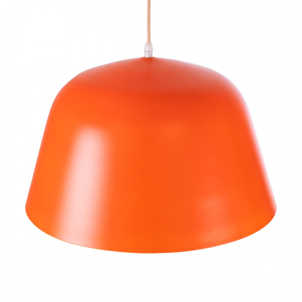 GloboStar® UPVALE 01283 Μοντέρνο Κρεμαστό Φωτιστικό Οροφής Μονόφωτο 1 x E27 Πορτοκαλί Μεταλλικό Καμπάνα Φ40 x Y24cm