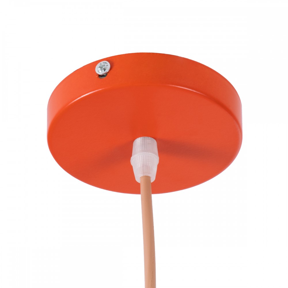 GloboStar® UPVALE 01283 Μοντέρνο Κρεμαστό Φωτιστικό Οροφής Μονόφωτο 1 x E27 Πορτοκαλί Μεταλλικό Καμπάνα Φ40 x Y24cm
