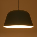 GloboStar® UPVALE 01285 Μοντέρνο Κρεμαστό Φωτιστικό Οροφής Μονόφωτο 1 x E27 Γκρι Πράσινο Μεταλλικό Καμπάνα Φ40 x Y24cm