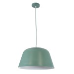 GloboStar® UPVALE 01285 Μοντέρνο Κρεμαστό Φωτιστικό Οροφής Μονόφωτο 1 x E27 Γκρι Πράσινο Μεταλλικό Καμπάνα Φ40 x Y24cm