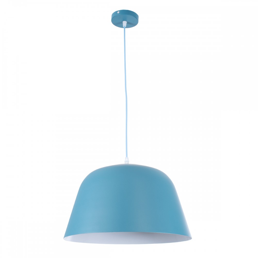 GloboStar® UPVALE 01286 Μοντέρνο Κρεμαστό Φωτιστικό Οροφής Μονόφωτο 1 x E27 Μπλε Μεταλλικό Καμπάνα Φ40 x Y24cm