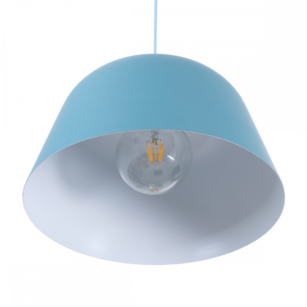 GloboStar® UPVALE 01286 Μοντέρνο Κρεμαστό Φωτιστικό Οροφής Μονόφωτο 1 x E27 Μπλε Μεταλλικό Καμπάνα Φ40 x Y24cm