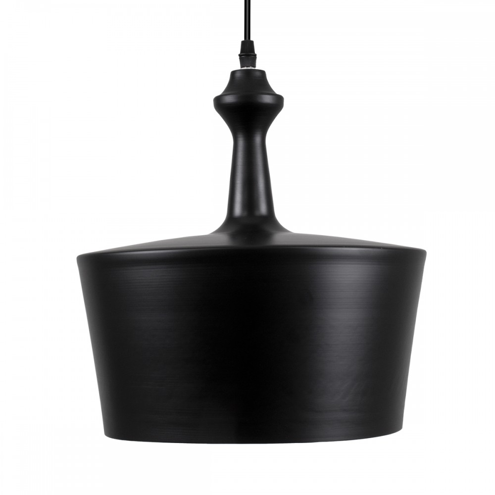 GloboStar® ROCKFORD 01287-A Μοντέρνο Κρεμαστό Φωτιστικό Οροφής Μονόφωτο 1 x E27 Μαύρο Μεταλλικό Καμπάνα Φ30 x Υ30cm