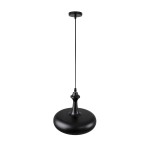 GloboStar® ROCKFORD 01287-C Μοντέρνο Κρεμαστό Φωτιστικό Οροφής Μονόφωτο 1 x E27 Μαύρο Μεταλλικό Καμπάνα Φ30 x Υ23cm