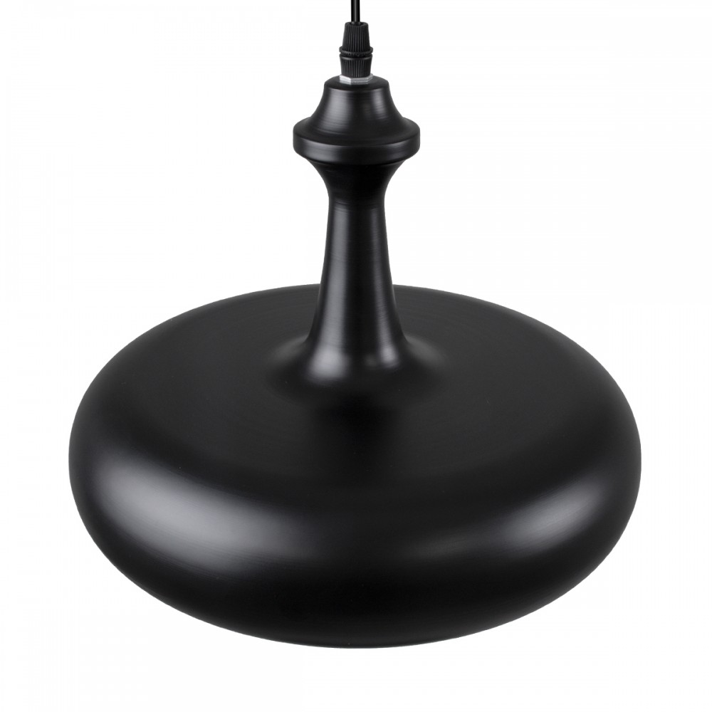 GloboStar® ROCKFORD 01287-C Μοντέρνο Κρεμαστό Φωτιστικό Οροφής Μονόφωτο 1 x E27 Μαύρο Μεταλλικό Καμπάνα Φ30 x Υ23cm