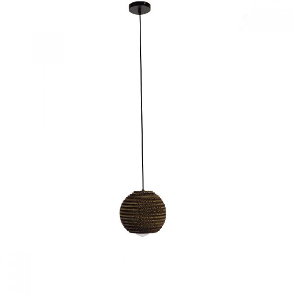 GloboStar® SANTORINI 01288 Boho Κρεμαστό Φωτιστικό Μπάλα Μονόφωτο 1 x E27 IP20 3D Καφέ Χαρτί - Μ20 x Π20 x Y16cm