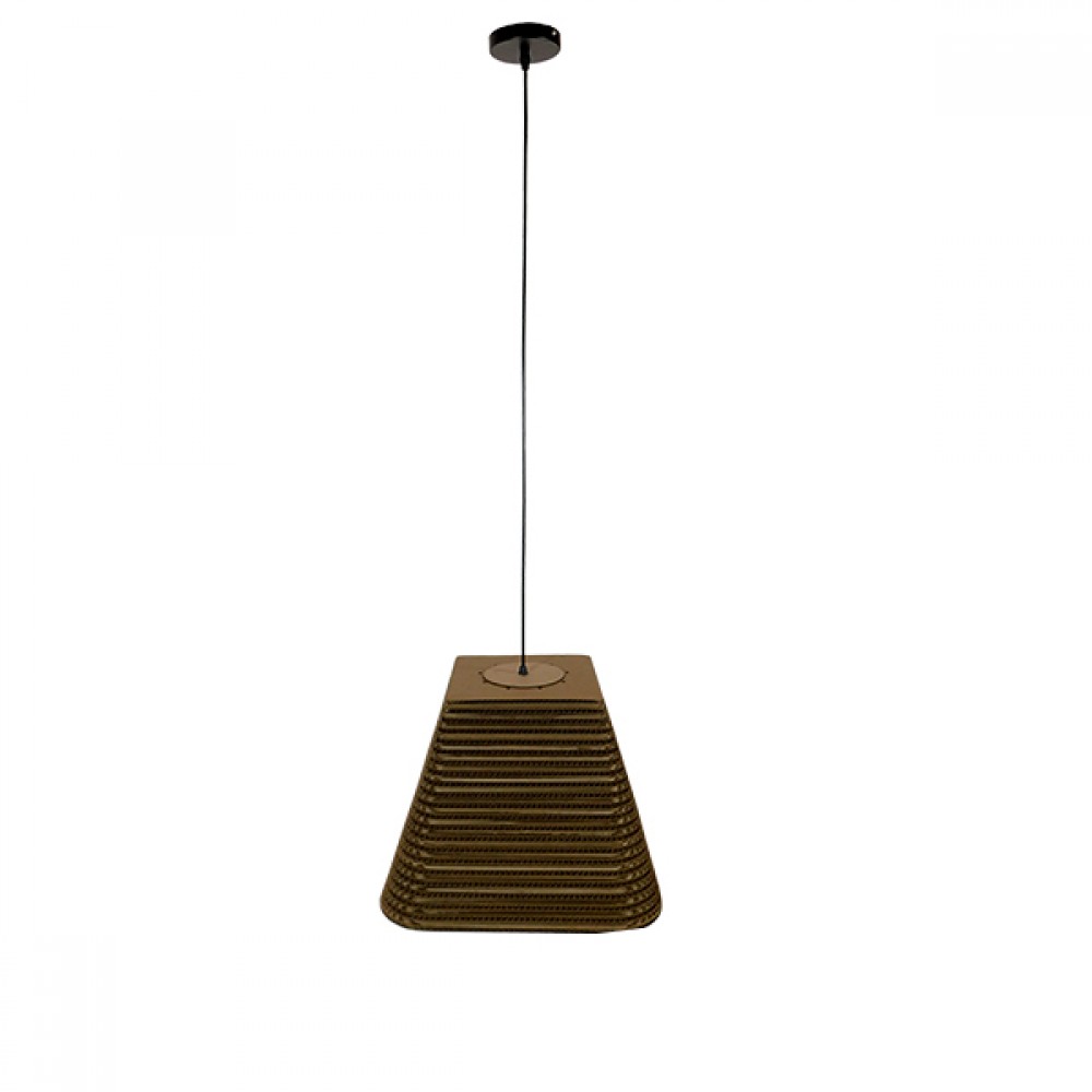 GloboStar® SANTORINI 01295 Boho Κρεμαστό Φωτιστικό Καμπάνα Μονόφωτο 1 x E27 IP20 3D Καφέ Χαρτί - Μ38 x Π38 x Υ30cm