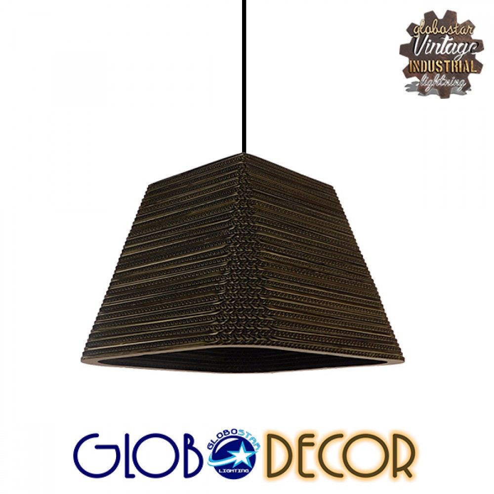 GloboStar® SANTORINI 01295 Boho Κρεμαστό Φωτιστικό Καμπάνα Μονόφωτο 1 x E27 IP20 3D Καφέ Χαρτί - Μ38 x Π38 x Υ30cm