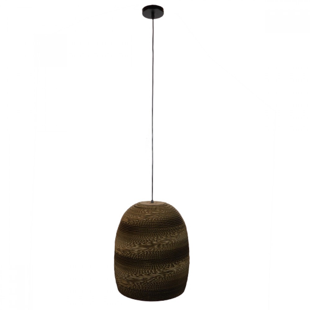 GloboStar® SANTORINI 01296 Boho Κρεμαστό Φωτιστικό Καμπάνα Μονόφωτο 1 x E27 IP20 3D Καφέ Χαρτί - Μ35 x Π35 x Υ40cm