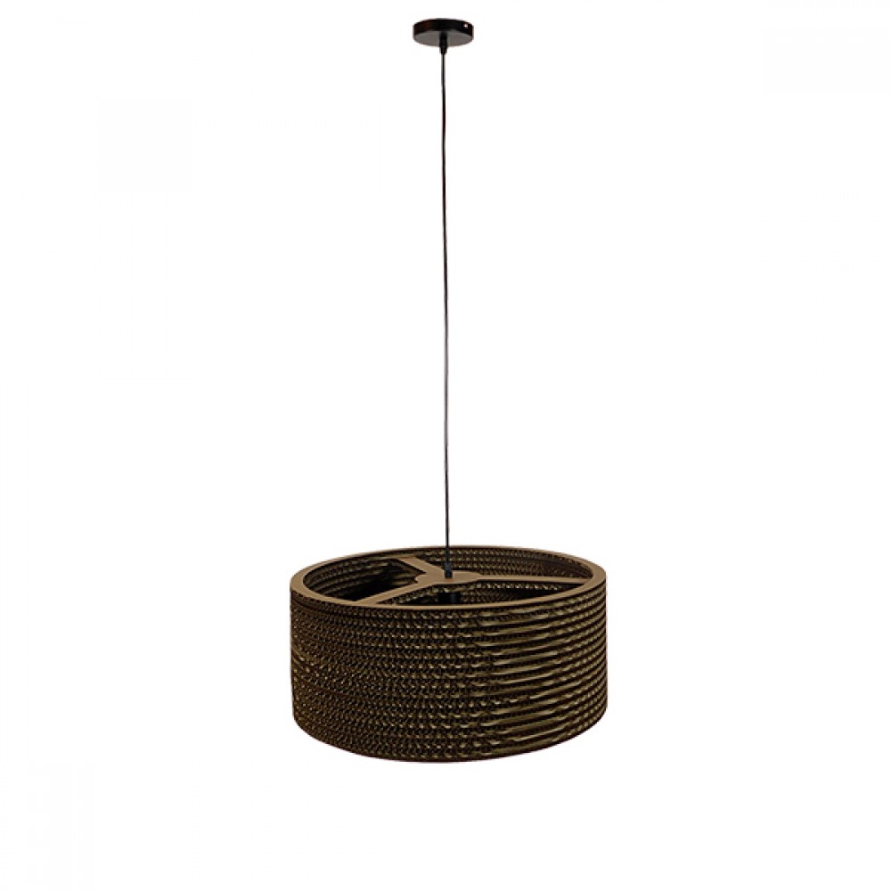 GloboStar® SANTORINI 01297 Boho Κρεμαστό Φωτιστικό Καπέλο Μονόφωτο 1 x E27 IP20 3D Καφέ Χαρτί - Μ50 x Π50 x Υ20cm