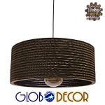 GloboStar® SKOPELOS 01297 Vintage Κρεμαστό Φωτιστικό Οροφής Μονόφωτο 3D από Επεξεργασμένο Σκληρό Καφέ Χαρτόνι Καμπάνα Φ50 x Y20cm