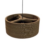 GloboStar® SKOPELOS 01297 Vintage Κρεμαστό Φωτιστικό Οροφής Μονόφωτο 3D από Επεξεργασμένο Σκληρό Καφέ Χαρτόνι Καμπάνα Φ50 x Y20cm