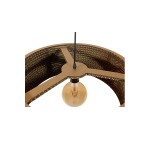 GloboStar® SKOPELOS 01297 Vintage Κρεμαστό Φωτιστικό Οροφής Μονόφωτο 3D από Επεξεργασμένο Σκληρό Καφέ Χαρτόνι Καμπάνα Φ50 x Y20cm