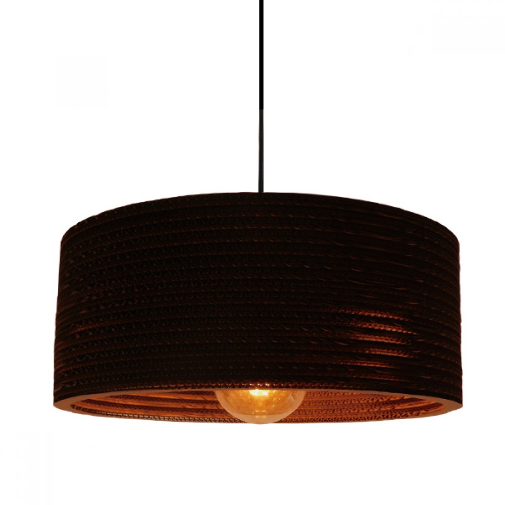 GloboStar® SKOPELOS 01297 Vintage Κρεμαστό Φωτιστικό Οροφής Μονόφωτο 3D από Επεξεργασμένο Σκληρό Καφέ Χαρτόνι Καμπάνα Φ50 x Y20cm