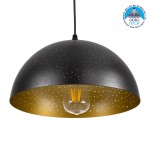 GloboStar® SOLANA 01301 Μοντέρνο Κρεμαστό Φωτιστικό Οροφής Μονόφωτο 1 x E27 Μαύρο Μεταλλικό Καμπάνα Φ30 x Υ15cm