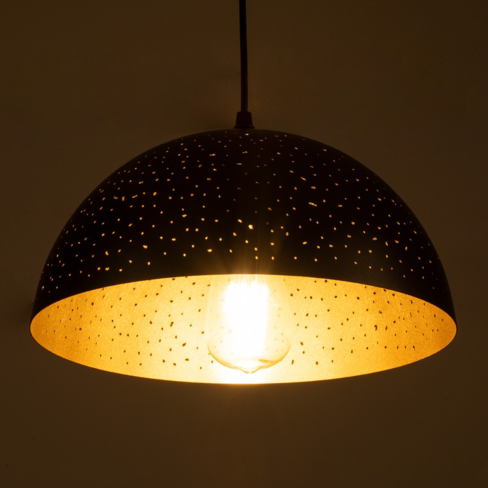GloboStar® SOLANA 01301 Μοντέρνο Κρεμαστό Φωτιστικό Οροφής Μονόφωτο 1 x E27 Μαύρο Μεταλλικό Καμπάνα Φ30 x Υ15cm