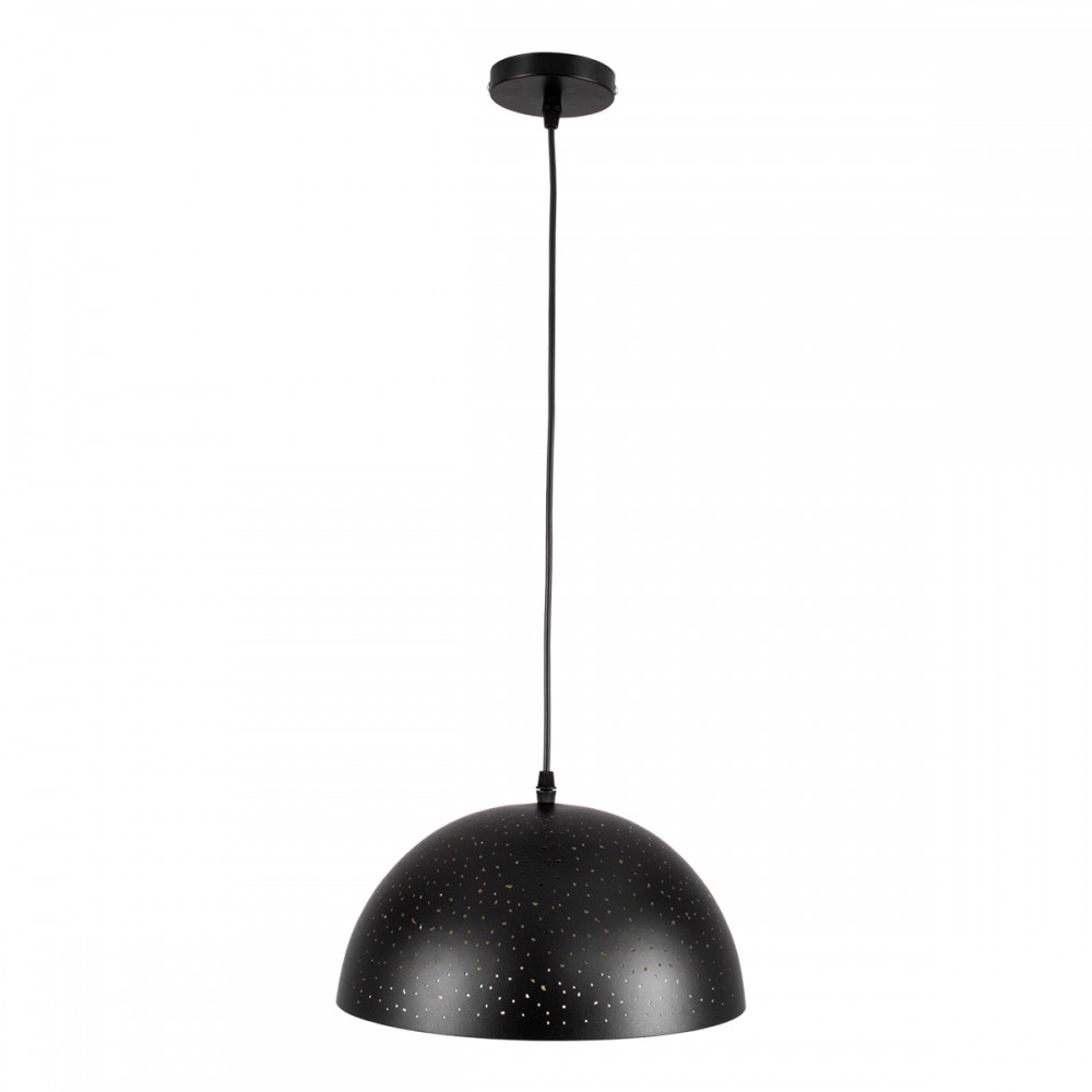 GloboStar® SOLANA 01301 Μοντέρνο Κρεμαστό Φωτιστικό Οροφής Μονόφωτο 1 x E27 Μαύρο Μεταλλικό Καμπάνα Φ30 x Υ15cm