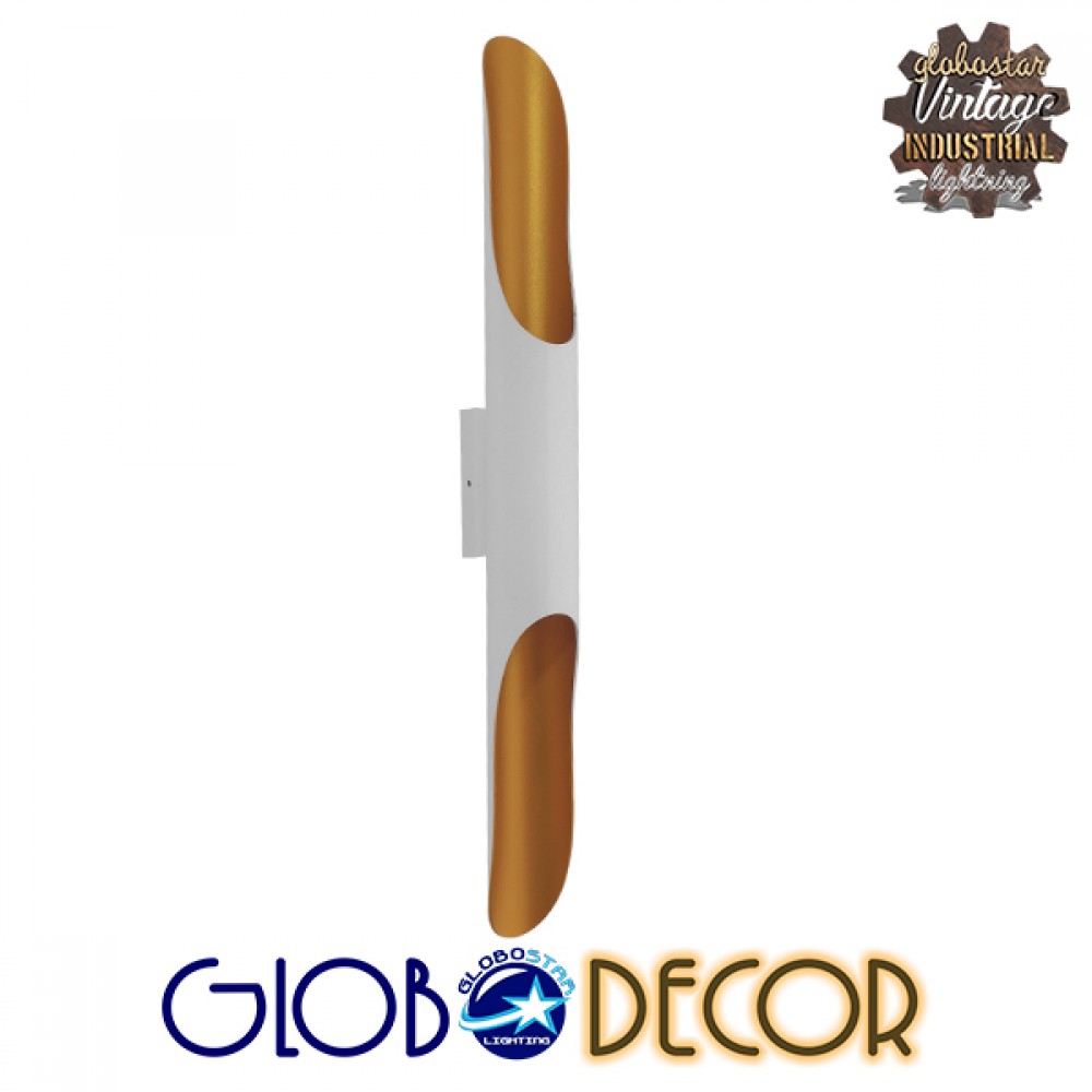 GLOBOSTAR® ESTERINA 01303 Μοντέρνο Φωτιστικό Τοίχου - Απλίκα με Ντουί 2 x E27 AC 220-240V IP20 - Λευκό & Χρυσό - Μ5.5 x Π8 x Υ60cm