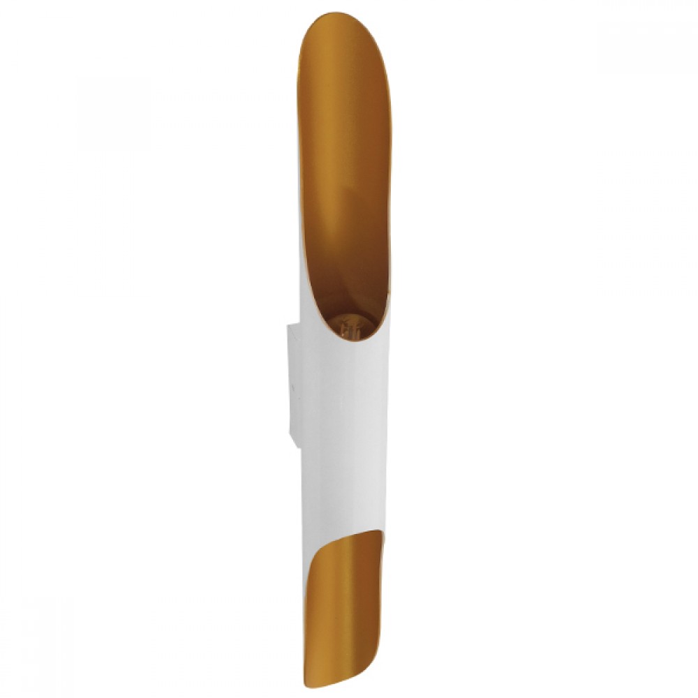 GloboStar® DIVINA 01303 Μοντέρνο Φωτιστικό Τοίχου Απλίκα Δίφωτο Λευκό Χρυσό  Μεταλλικό Φ5.5 x Π8 x Υ60cm