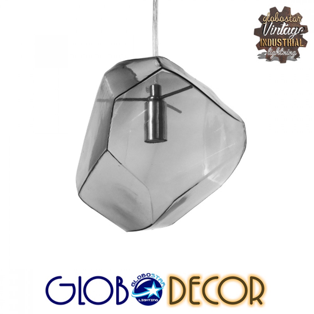 GloboStar® RINA 01307 Μοντέρνο Κρεμαστό Φωτιστικό Μπάλα Μονόφωτο 1 x G9 IP20 Γκρι Γυαλί - Μ16 x Π16 x Υ17cm