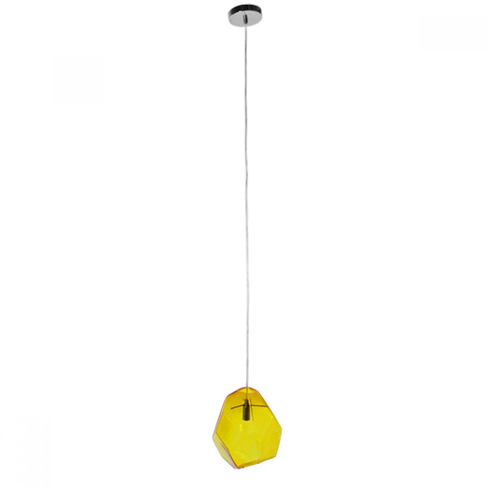 GloboStar® RINA 01308 Μοντέρνο Κρεμαστό Φωτιστικό Μπάλα Μονόφωτο 1 x G9 Κίτρινο Γυαλί - Μ20 x Π20 x Υ20cm